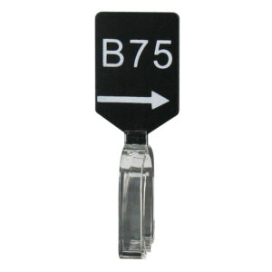 Maatbordje zwart wit met pijl maat B75