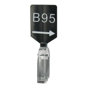 Maatbordje zwart wit met pijl maat B95