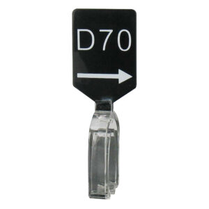 Maatbordje zwart wit met pijl maat D70