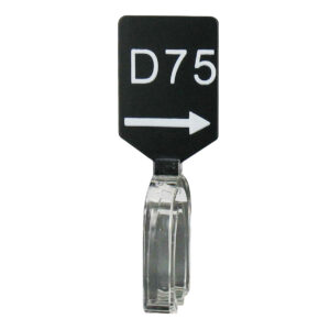 Maatbordje zwart wit met pijl maat D75