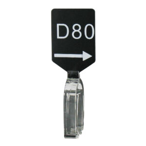 Maatbordje zwart wit met pijl maat D80