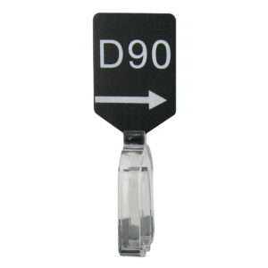 Maatbordje zwart wit met pijl maat D90