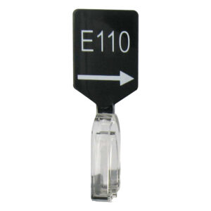 Maatbordje zwart wit met pijl maat E110