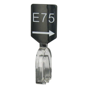 Maatbordje zwart wit met pijl maat E75