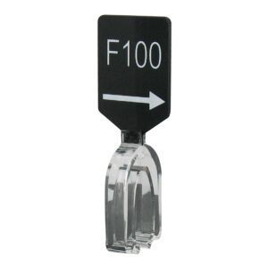 Maatbordje zwart wit met pijl maat F100