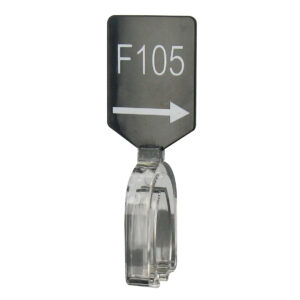 Maatbordje zwart wit met pijl maat F105