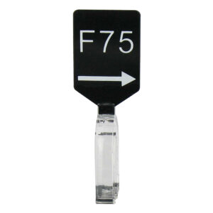 Maatbordje zwart wit met pijl maat F75