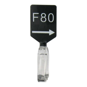 Maatbordje zwart wit met pijl maat F80