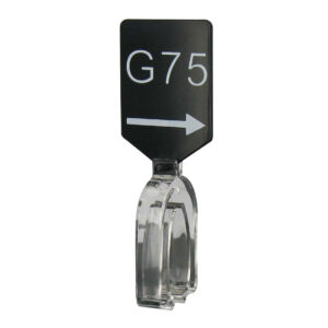 Maatbordje zwart wit met pijl maat G75