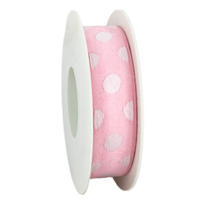 Stoffen lint 25mm roze met dots