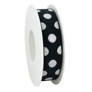 Stoffen lint 25mm zwart met dots