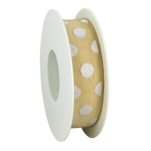 Stoffen lint 25mm crème met dots