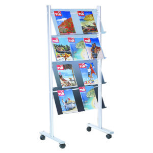 Folderstandaard 6 x A4 acryl verrijdbaar