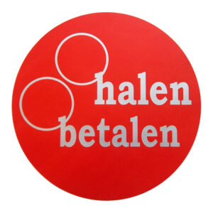 Raambiljet HALEN/BETALEN rood ø30cm