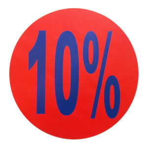 Raambiljet 10 procent rood blauw (1x)