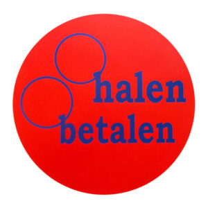 Raambiljet HALEN/BETALEN rood/blauw