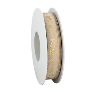 Lint crème 15mm x 15 meter goud Xmas