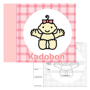 Cadeaubon 13x13cm geboorte roze + env.