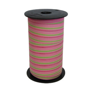 Cadeaulint streep roze groen 10mm