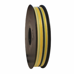 Cadeaulint geel groen gestreept 20mm