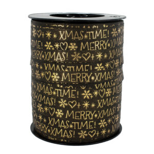 Cadeaulint zwart goud 10mm Merry XMas