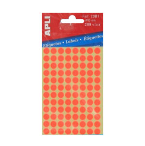 Etiket 8mm fluor rood Apli 02081 (288x)