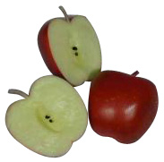 Kunststof halve appel rood 65x40mm (3x)