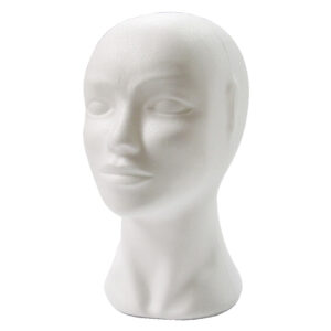 Piepschuim pruikhouder vrouw wit (1x)