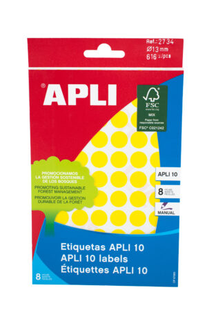 Etiket 13mm geel Apli 02734 (616x)