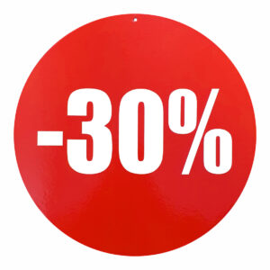 Kortingskarton 34cm rood bedrukt -30%