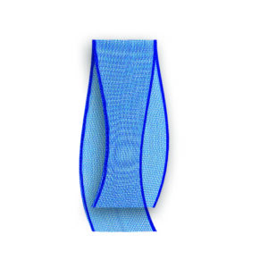 Organza materiaal blauw 20mm x 20 meter