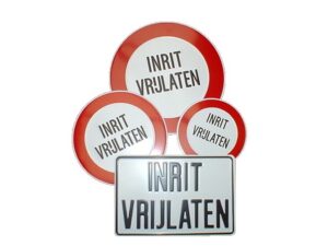 Tekstbord INRIT VRIJLATEN 30x20cm w/z