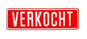 Tekstbord VERKOCHT 35x11cm rood/wit
