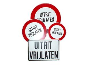 Tekstbord UITRIT VRIJLATEN rond 30cm