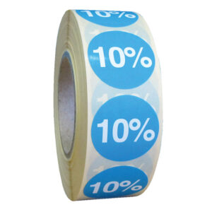 Etiketten 25mm blauw bedrukt wit 10%
