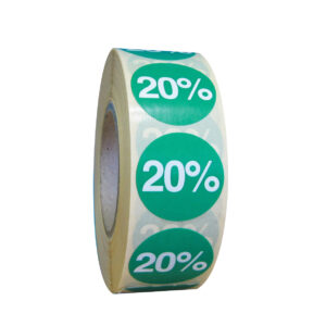 Etiketten 25mm groen bedrukt wit 20%