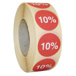 Etiketten 25mm rood wit 10% (1000)