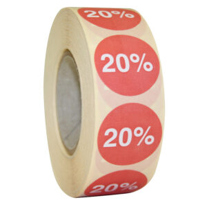 Etiketten 25mm rood wit 20% (1000)