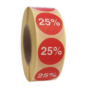 Etiketten 25mm rood wit 25% (1000)