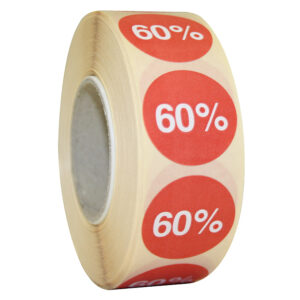 Etiketten 25mm rood wit 60% (1000)