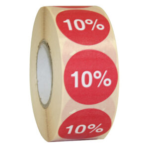 Etiket 35mm rood wit 10% (1000x)