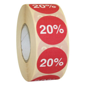 Etiket 35mm rood wit 20% (1000x)