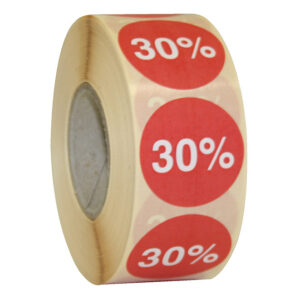 Etiket 35mm rood wit 30% (1000x)