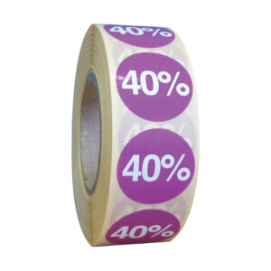 Etiketten 25mm paars bedrukt wit 40%