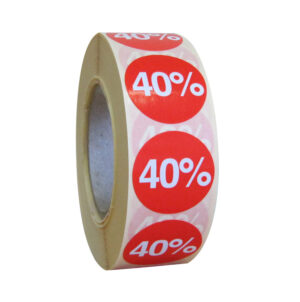 Etiketten 25mm rood bedrukt wit 40%