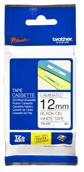 Brother tape wit/zwart TZe-231 12mm