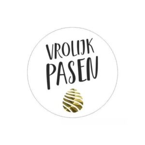 Etiket 39mm wit vrolijk pasen (500x)
